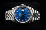 ROLEX DATEJUST 41MM STAINLESS STEEL FACTORY BLUE DIAMOND DIAL FLUTED BEZEL JUBILEE 126334 2023