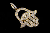 14K YELLOW GOLD 0.84 CTW DIAMOND HAMSA HAND PENDANT