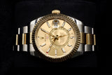 ROLEX SKY-DWELLER 42MM TWO-TONE OYSTERSTEEL & 18K YELLOW GOLD CHAMPAGNE DIAL OYSTER BRACELET 326933