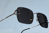 CARTIER SPLIT C CT0330S-004 RIMLESS SUNGLASSES 59MM SILVER-TONE GREY FACTORY LENSES