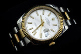 ROLEX DATEJUST 41MM TWO-TONE OYSTERSTEEL & 18K YELLOW GOLD SILVER STICK DIAL FLUTED BEZEL OYSTER BRACELET 126333