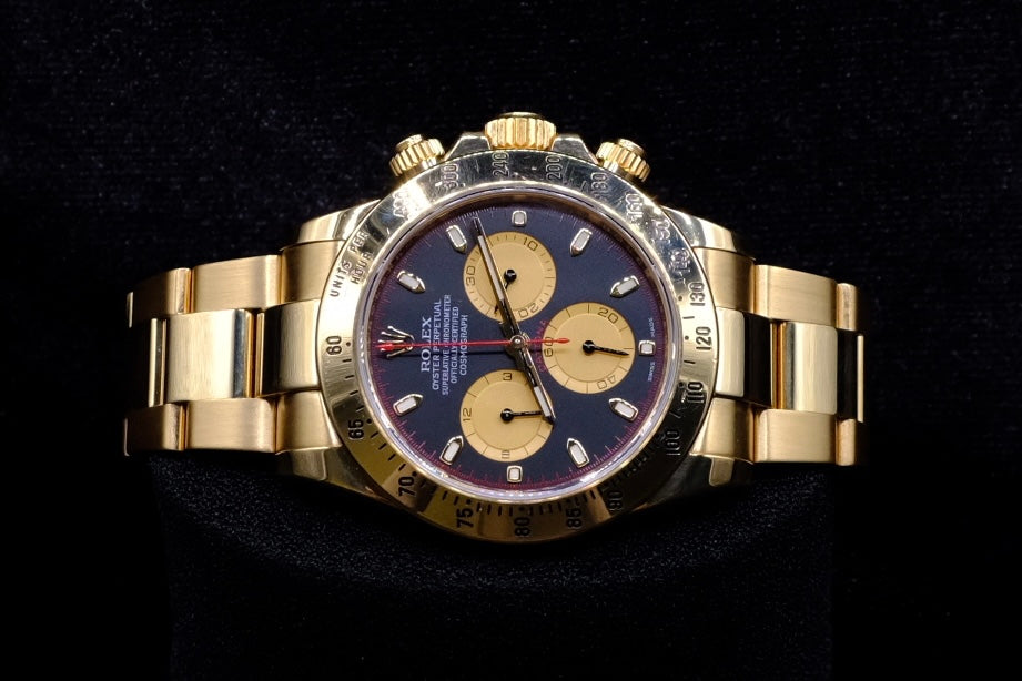 ROLEX DAYTONA COSMOGRAPH 40MM 18K YELLOW GOLD BLUE PURPLE DIAL