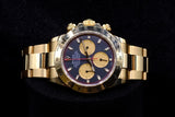 ROLEX DAYTONA COSMOGRAPH 40MM 18K YELLOW GOLD BLUE PURPLE DIAL OYSTER 116528
