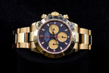 ROLEX DAYTONA COSMOGRAPH 40MM 18K YELLOW GOLD BLUE PURPLE DIAL OYSTER 116528