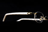 CARTIER C DÉCOR CT0056O-002 RIMLESS EYEGLASSES 52MM GOLD & PEARL WHITE