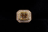 18K ROSE GOLD 2.00 CTW RADIANT CUT CHOCOLATE DIAMOND & 0.41 CTW MEN'S DIAMOND RING