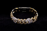 10K TWO-TONE GOLD 13.20 CTW PAVÉ DIAMOND CUBAN & GUCCI LINK BRACELET 8"