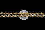 10K YELLOW GOLD HOLLOW ROPE CHAIN NECKLACE 24"