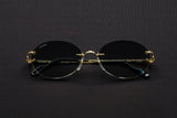 CARTIER SPLIT C CT0551S-007 RIMLESS SUNGLASSES 55MM GOLD-TONE GREEN TURQUOISE FACTORY LENSES