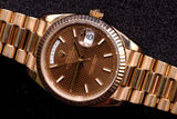 ROLEX DAY-DATE PRESIDENT 40MM 18K EVEROSE GOLD CHOCOLATE HONEYCOMB DIAL FLUTED BEZEL 228235