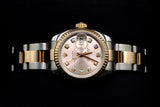 ROLEX LADY-DATEJUST 26MM OYSTERSTEEL & 18K EVEROSE GOLD BLACK DIAMOND DIAL FLUTED BEZEL JUBILEE BRACELET 179171 (Copy)