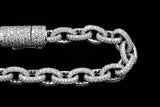 10K WHITE GOLD 13.70 CTW PAVÉ DIAMOND CABLE LINK BRACELET 8.25"