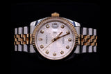 ROLEX DATEJUST 36MM TWO-TONE STAINLESS STEEL & 18K EVEROSE GOLD SILVER ANNIVERSARY DIAMOND DIAL FLUTED BEZEL JUBILEE BRACELET 116231