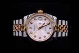 ROLEX DATEJUST 36MM TWO-TONE STAINLESS STEEL & 18K EVEROSE GOLD SILVER ANNIVERSARY DIAMOND DIAL FLUTED BEZEL JUBILEE BRACELET 116231