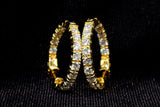 14K YELLOW GOLD 2.87 CTW VS DIAMOND INSIDE-OUT HOOP EARRINGS 0.75"