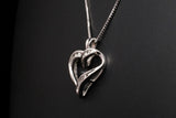 10K WHITE GOLD 0.25 CTW DIAMOND HEART PENDANT & BOX CHAIN NECKLACE 20"