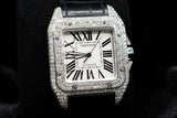 CARTIER SANTOS 100 XL ICED OUT 15.76 CTW CUSTOM DIAMOND WATCH W20073X8