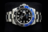 ROLEX GMT-MASTER II 40MM STAINLESS STEEL BATMAN BLACK BLUE BEZEL OYSTER 116710BLNR