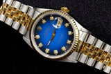 ROLEX DATEJUST 36MM 18K YELLOW GOLD & STEEL BLUE VIGNETTE DIAMOND DIAL JUBILEE 116233