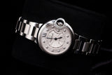 CARTIER BALLON BLEU 33MM STAINLESS STEEL SILVER DIAMOND DIAL AUTOMATIC WE902074