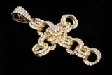 14K YELLOW GOLD 2.80 CTW DIAMOND OPEN PAVÉ LINK CROSS PENDANT