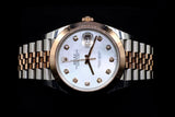 ROLEX DATEJUST 41MM TWO-TONE OYSTERSTEEL & 18K EVEROSE GOLD WHITE MOTHER-OF-PEARL DIAMOND DIAL SMOOTH BEZEL JUBILEE 126301