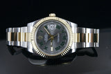 ROLEX 41mm 18K Gold & Steel DateJust II Slate Gray w/ Green Romans 116333