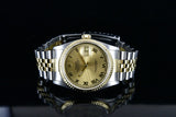 Rolex Datejust  16233 18k Two Tone Champagne Roman Dial  Watch 36mm