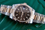 Rolex Datejust 41 Chocolate Stick 126331 Fluted Oyster 18K Rose Gold 2023