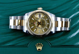 Rolex Sky-Dweller 326933 Yellow Gold &  Steel Champagne Stick Dial 42mm Watch