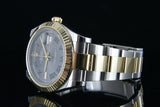 ROLEX 41mm 18K Gold & Steel DateJust II Slate Gray w/ Green Romans 116333