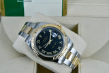 ROLEX 41mm 18K Gold &  Steel DateJust II Black Roman Index 116333