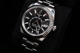 ROLEX SKY-DWELLER 42MM OYSTERSTEEL & 18K WHITE GOLD BLACK DIAL FLUTED BEZEL OYSTER BRACELET 326934
