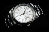 ROLEX DATEJUST 41MM OYSTERSTEEL & 18K WHITE GOLD SILVER STICK DIAL FLUTED BEZEL OYSTER BRACELET 126334