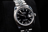 ROLEX DATEJUST 36MM STAINLESS STEEL BLACK STICK DIAL 18K WHITE GOLD FLUTED BEZEL JUBILEE BRACELET 116234