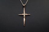 14K ROSE GOLD 0.23 CTW ROUND DIAMOND CROSS PENDANT