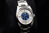 ROLEX OYSTER PERPETUAL 36MM STAINLESS STEEL SILVER & BLUE CONCENTRIC DIAL SMOOTH BEZEL OYSTER BRACELET 116000