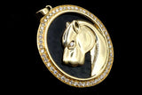 14K YELLOW GOLD 0.40 CTW DIAMOND & ONYX PANTHER PENDANT