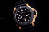 PANERAI SUBMERSIBLE GOLDTECH 42MM 18K ROSE GOLD BLACK DIAL CERAMIC BEZEL RUBBER STRAP PAM01164