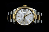 ROLEX DATEJUST 41MM TWO-TONE OYSTERSTEEL & 18K YELLOW GOLD SILVER STICK DIAL FLUTED BEZEL OYSTER BRACELET 126333