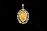 14K YELLOW GOLD 1.13 CTW DIAMOND MIRACULOUS MARY MEDAL PENDANT