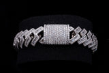 10K WHITE GOLD 13.00 CTW BAGUETTE & ROUND DIAMOND CUBAN LINK BRACELET 8"
