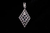 14K WHITE GOLD 3.50 CTW SAPPHIRE & DIAMOND GEOMETRIC PENDANT