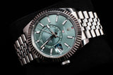 ROLEX SKY-DWELLER 42MM OYSTERSTEEL & 18K WHITE GOLD MINT GREEN DIAL FLUTED BEZEL JUBILEE BRACELET 336934 2024