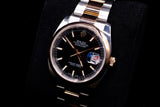 ROLEX DATEJUST 36MM TWO-TONE STAINLESS STEEL & 18K EVEROSE GOLD BLACK STICK DIAL ROULETTE DATE SMOOTH BEZEL OYSTER BRACELET 116201