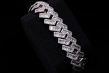 10K WHITE GOLD 13.00 CTW BAGUETTE & ROUND DIAMOND CUBAN LINK BRACELET 8"
