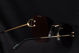 CARTIER SPLIT C CT0394S-001 RIMLESS SUNGLASSES 58MM GOLD-TONE GREY GRADIENT FACTORY LENSES