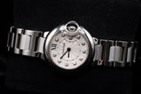 CARTIER BALLON BLEU SMALL 28MM STAINLESS STEEL SILVER DIAMOND DIAL QUARTZ WE902073