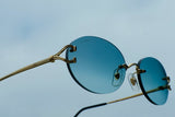 CARTIER SPLIT C CT0551S-007 RIMLESS SUNGLASSES 55MM GOLD-TONE GREEN TURQUOISE FACTORY LENSES