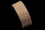 14K YELLOW GOLD 36.00 CTW LADIES DIAMOND WIDE FLEX BRACELET 8"